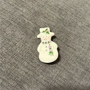 Belleek White Snowman Pin